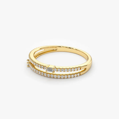 14k Unique Double Row Micro Pave Statement Ring