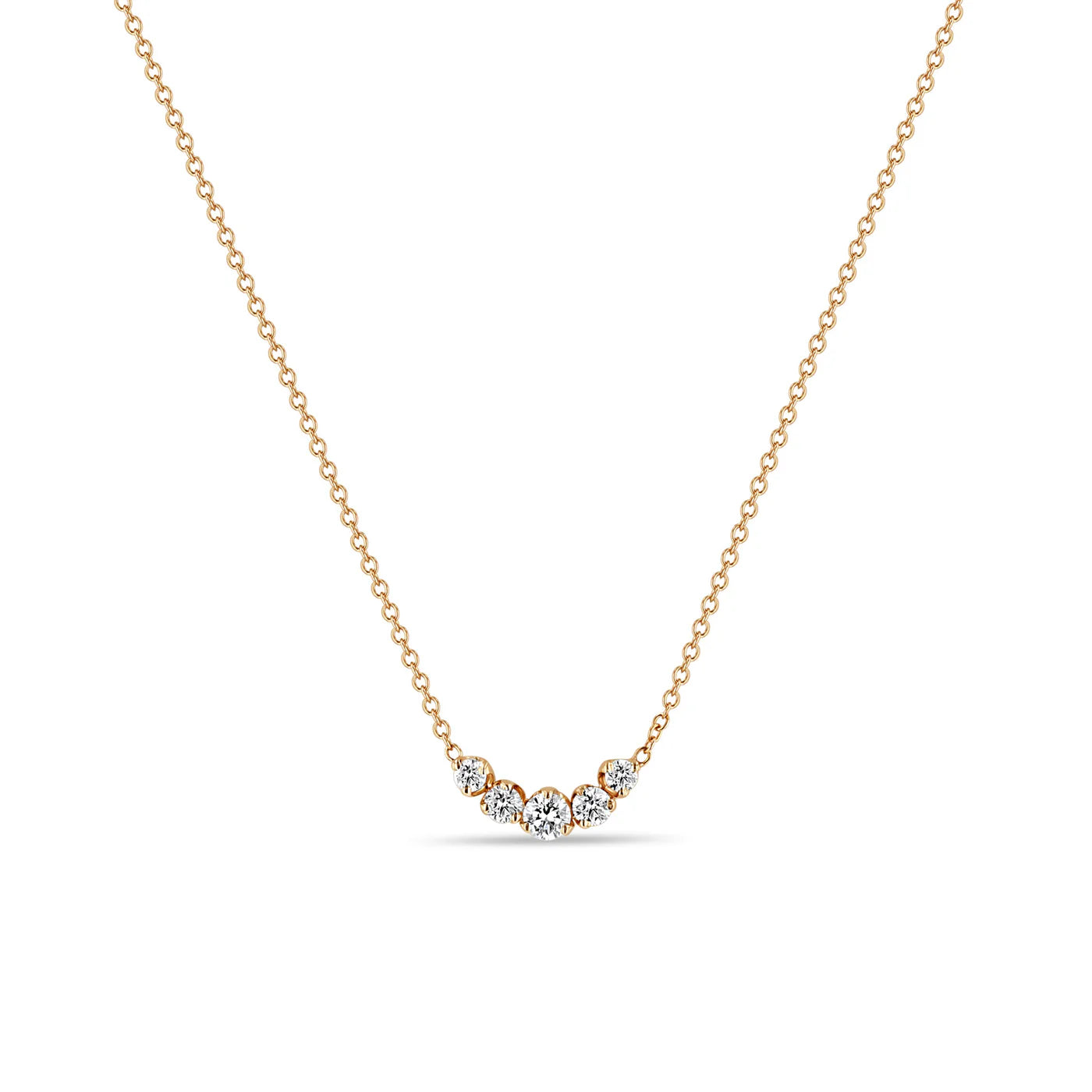 14K 5 GRADUATED PRONG DIAMOND NECKLACE