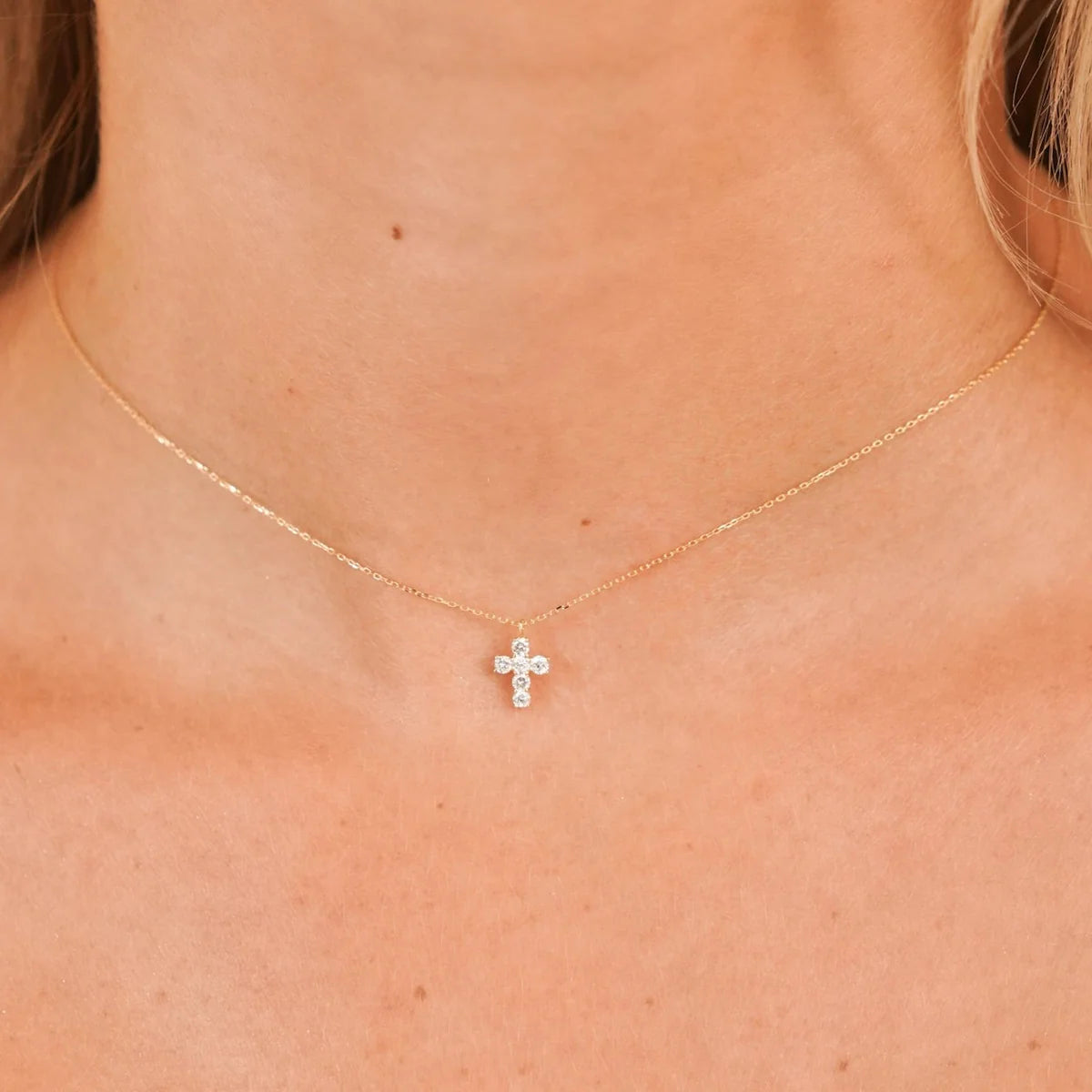 Dainty Diamond Cross Necklace