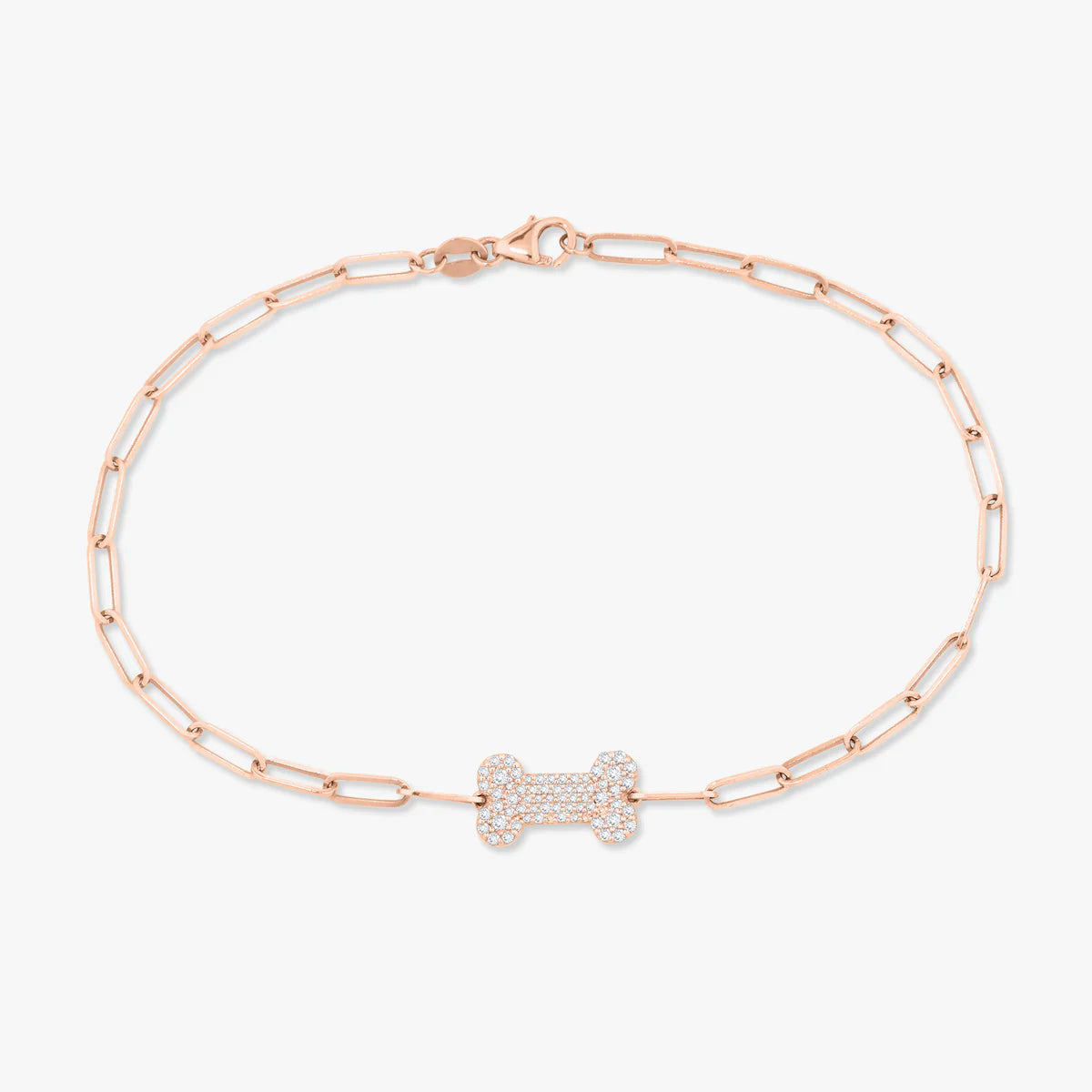 Pave Diamond Dog Bone Necklace or Bracelet