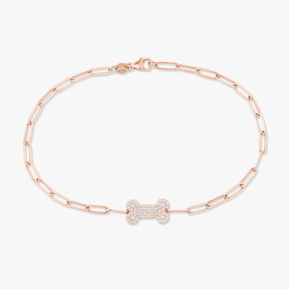 Pave Diamond Dog Bone Necklace or Bracelet