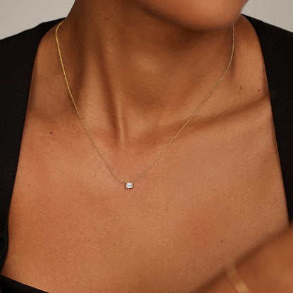Emerald Cut Lab Diamond Bezel Solitaire Pendant