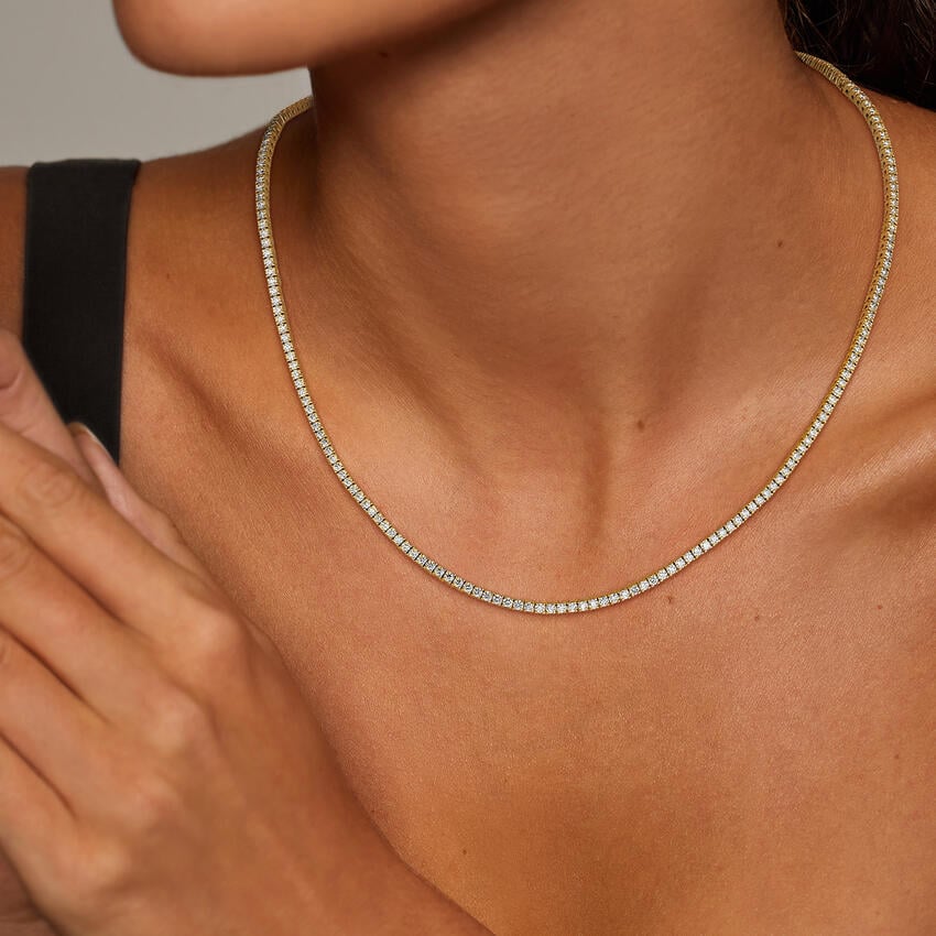 Perfect Four-Prong Lab Diamond Tennis Necklace in 18K Gold