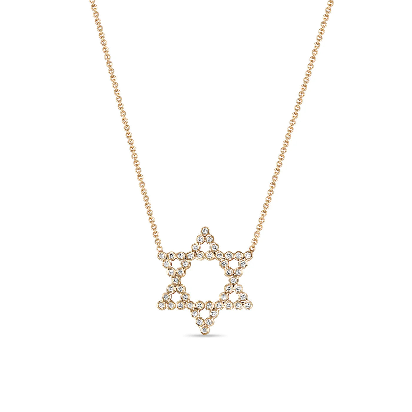 14K DIAMOND BEZEL STAR OF DAVID NECKLACE