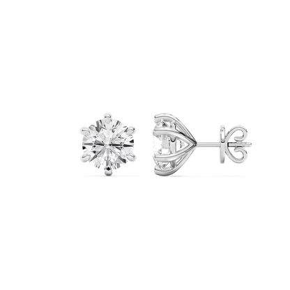 Classic Round Six Prong Diamond Earrings