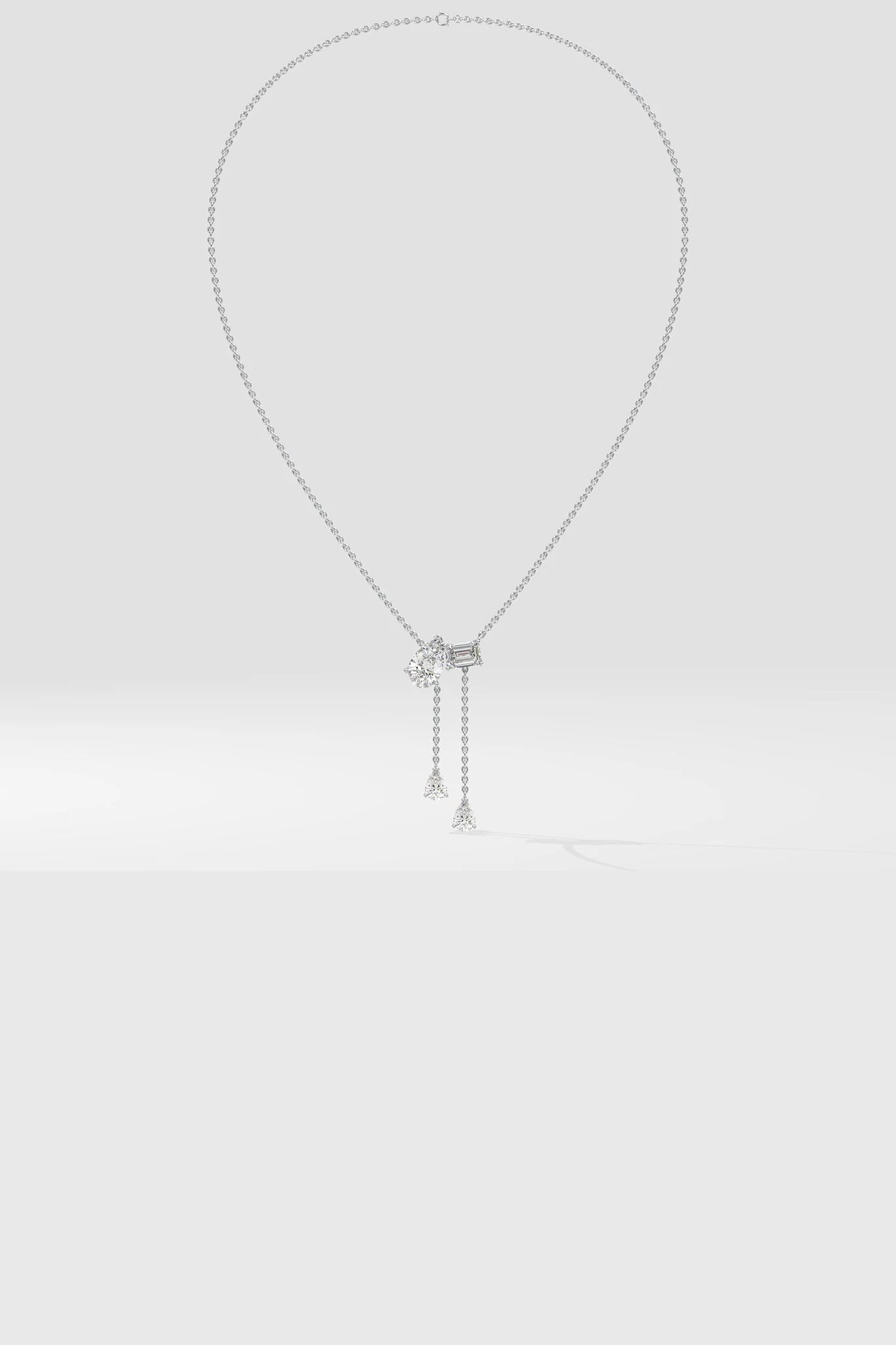 2 Stone Solitaire Necklace With Drops