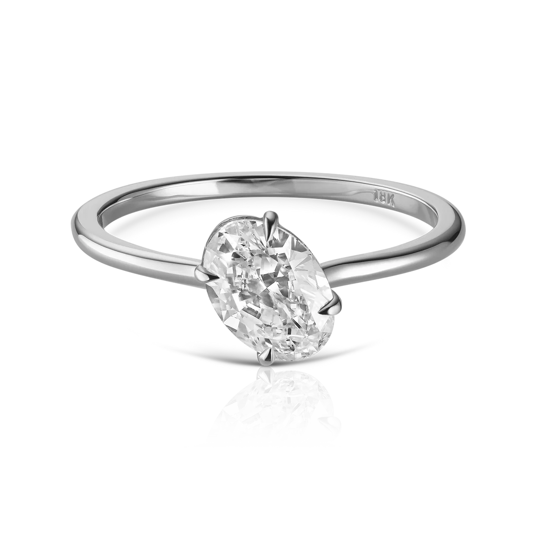 Floating Oval Cut Diamond Ring
