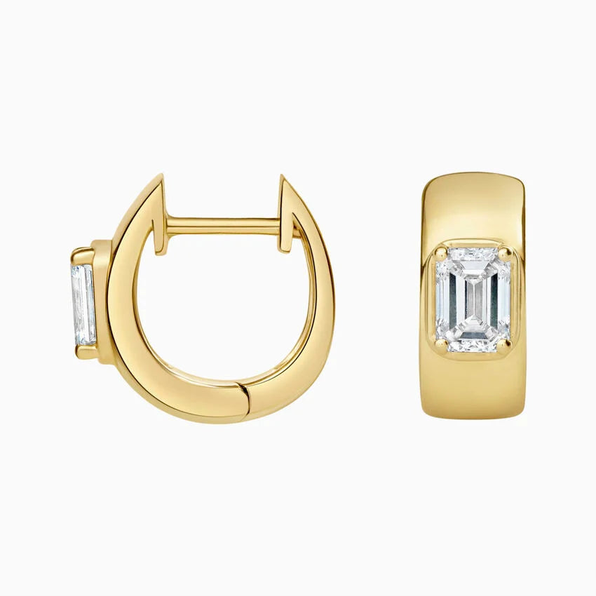 Billie Emerald-Cut Lab Diamond Wide Hoop Earrings (1 ct. tw.) in 14K Gold