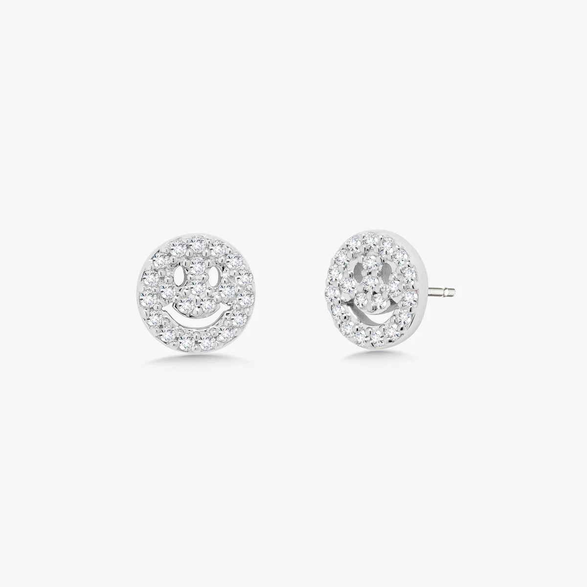 Little Drew Smiley Pave Diamond Stud Earrings