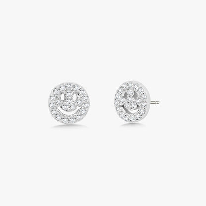Little Drew Smiley Pave Diamond Stud Earrings