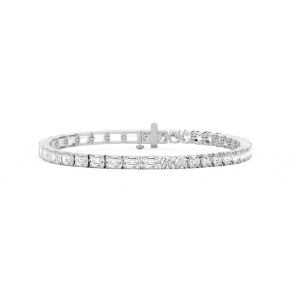 Emerald and Round Diamond Tennis Bracelet
