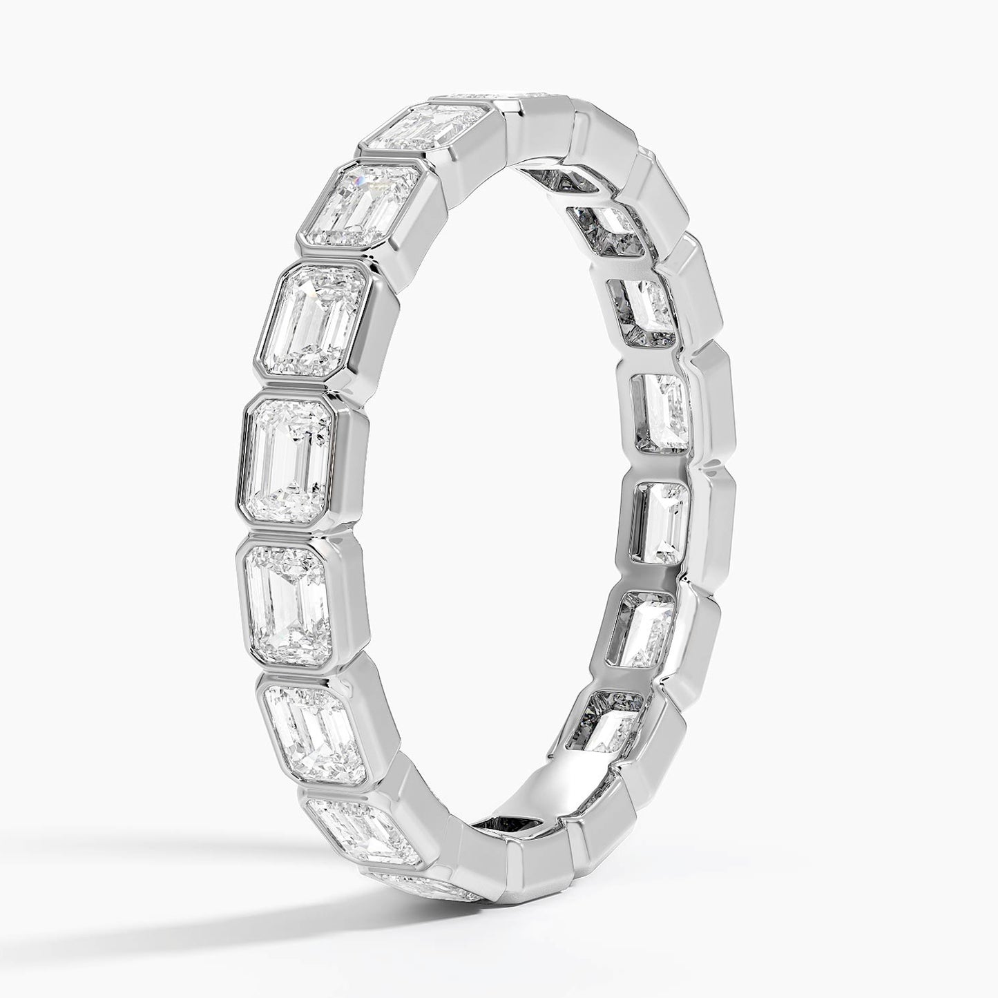 East-West Bezel Emerald Cut Eternity Lab Diamond Ring