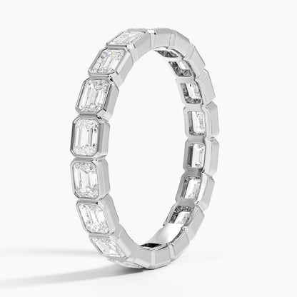 East-West Bezel Emerald Cut Eternity Lab Diamond Ring