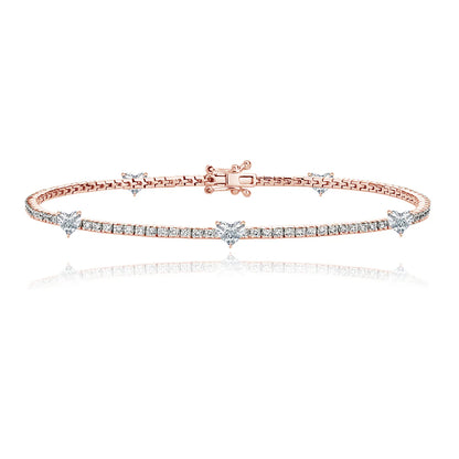 FIVE DIAMOND HEART TENNIS BRACELET