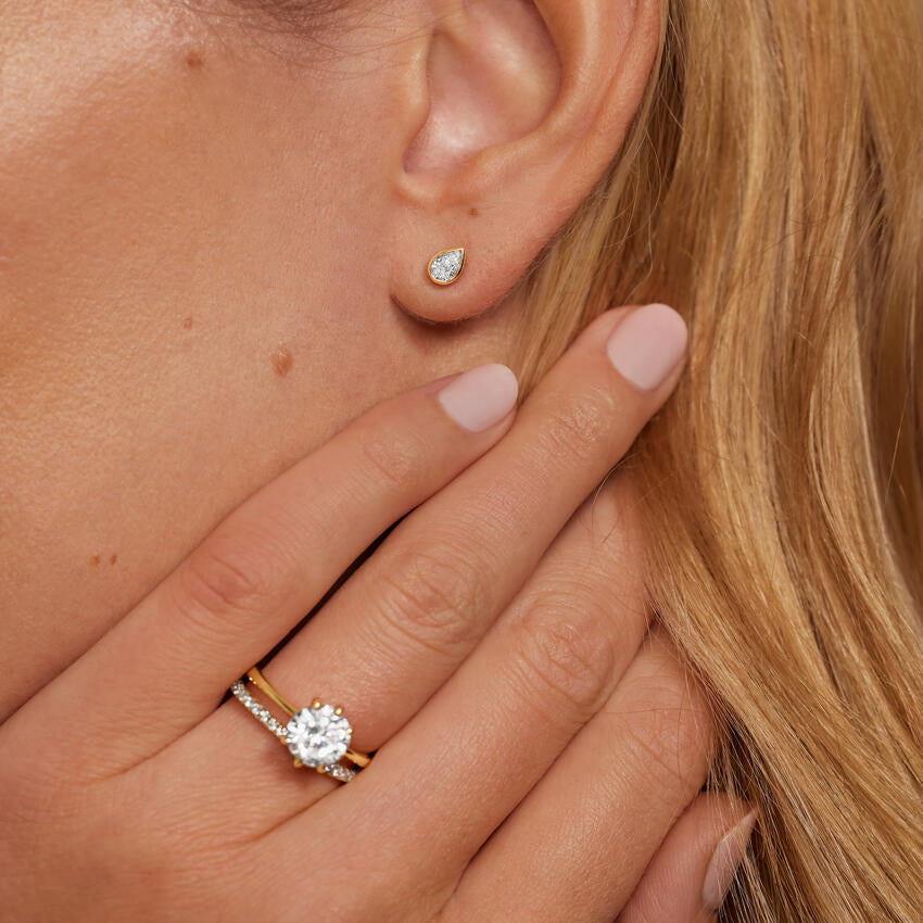 Lab Diamond Bezel Stud Earrings (1/2 ct. tw.) in 14K Yellow Gold