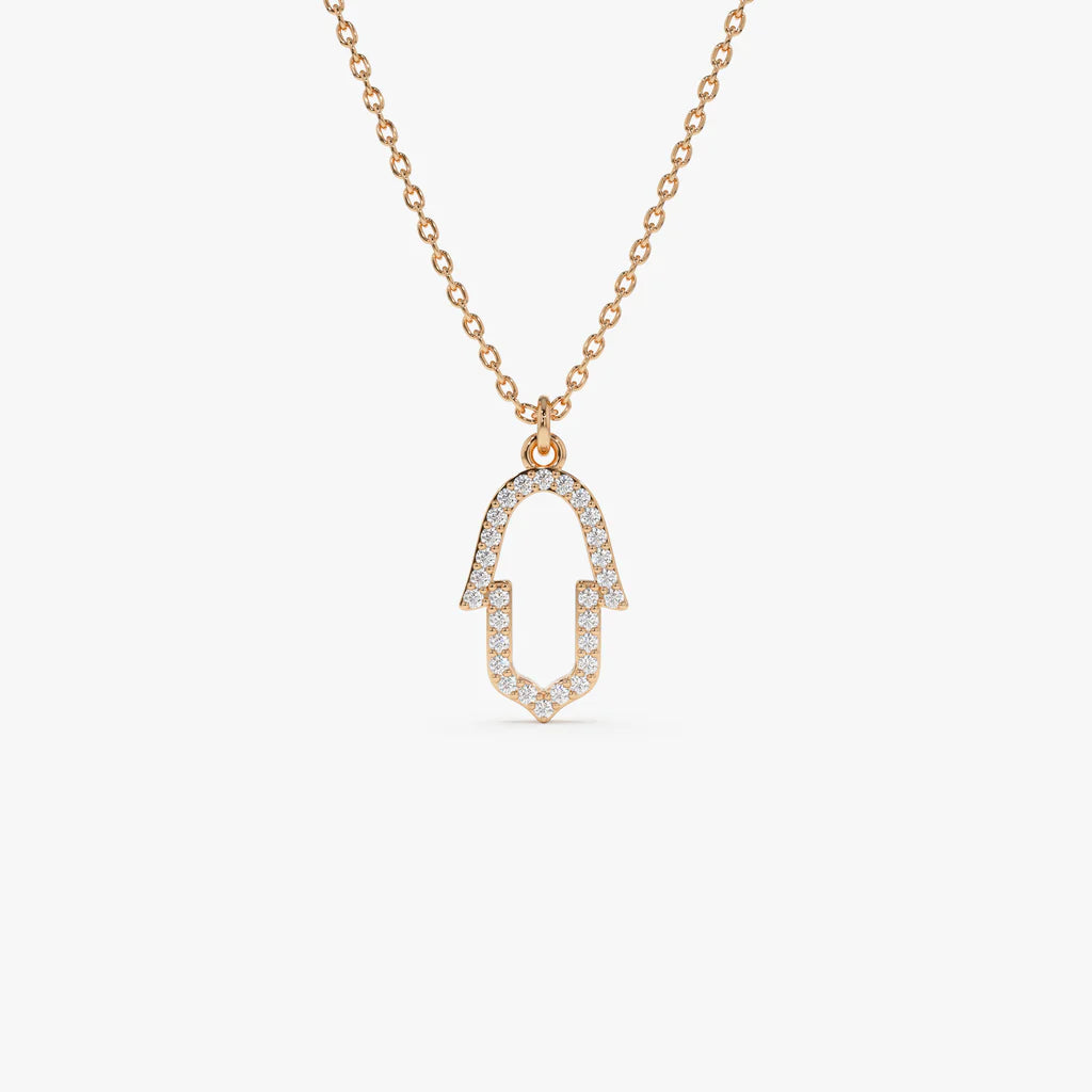 14K Diamond Moon Outline Necklace