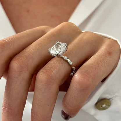 Beverley Elongated Cushion Hidden Halo Engagement Ring