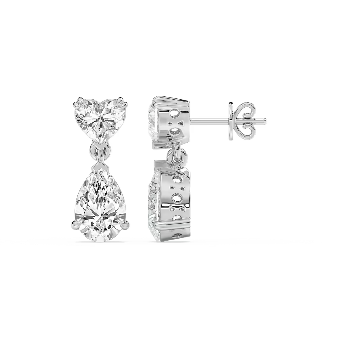 Heart & Pear Drop Diamond Earrings