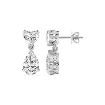 Heart & Pear Drop Diamond Earrings