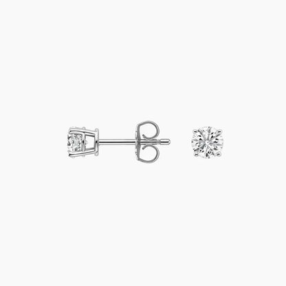 Perfect 4-Prong Lab Diamond Stud Earrings in 18K White Gold