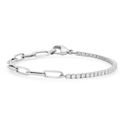 Diamond Tennis and Chain Bracelet