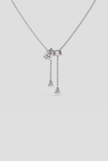 2 Stone Solitaire Necklace With Drops