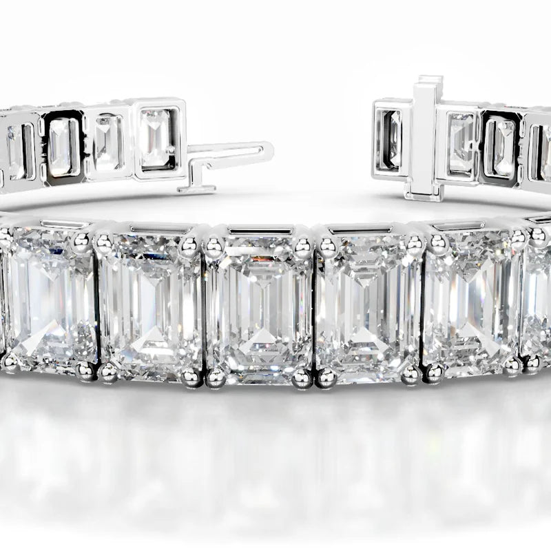 Austin 27 CT Emerald Tennis Lab Grown Diamond Bracelet - 14K White Gold