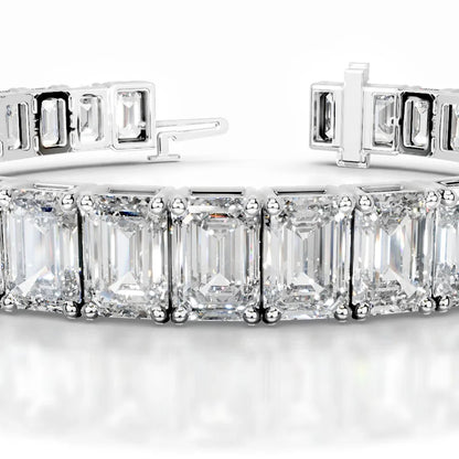Austin 27 CT Emerald Tennis Lab Grown Diamond Bracelet - 14K White Gold