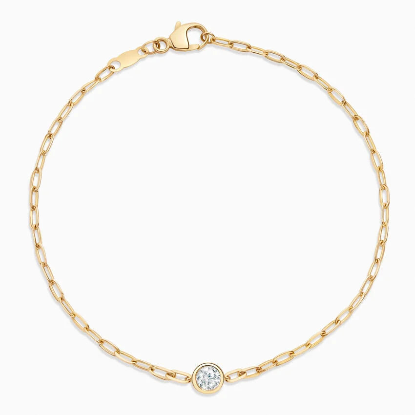 Round-Cut Lab Diamond Paperclip Chain Bracelet (1/5 ct. tw.) in 14K Yellow Gold