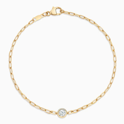 Round-Cut Lab Diamond Paperclip Chain Bracelet (1/5 ct. tw.) in 14K Yellow Gold