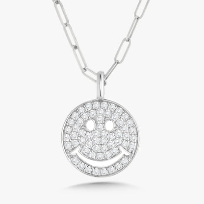 Smiley Diamond Charm Necklace