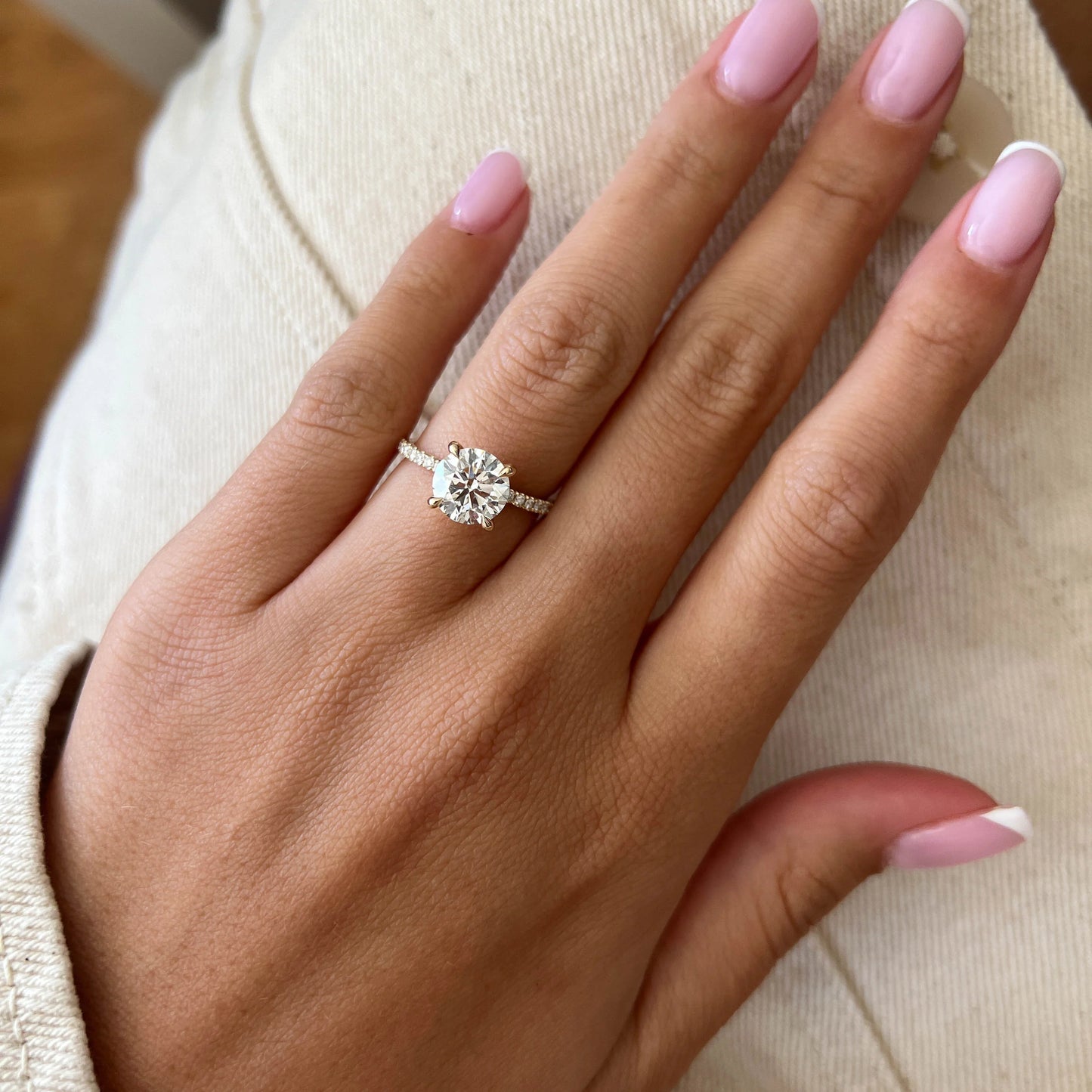 Alma Round Hidden Halo Engagement Ring