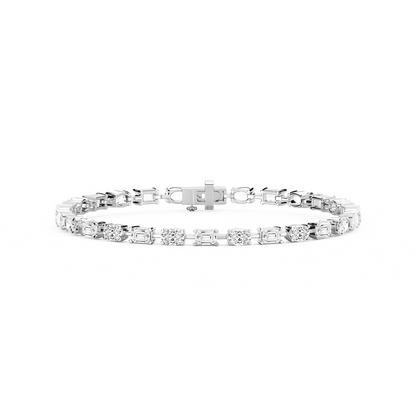 Emerald and Oval Lab Grown Diamond Tennis Bracelet