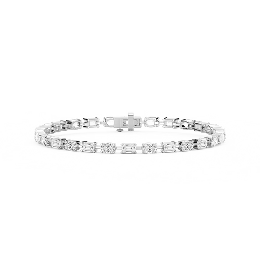 Emerald and Oval Lab Grown Diamond Tennis Bracelet
