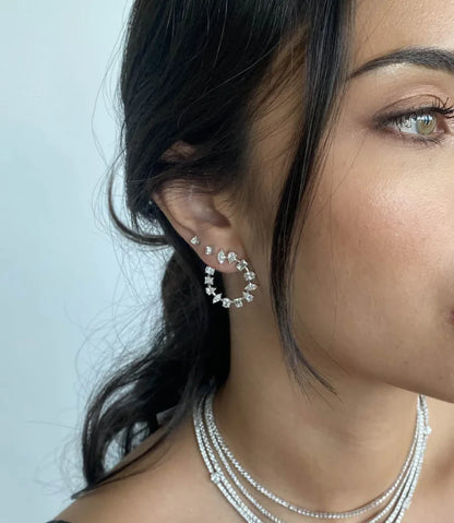 MEDIUM MULTI SHAPE DIAMOND ROUND SWIRL EARRINGS