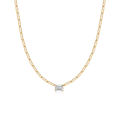 SOLITAIRE DIAMOND PAPERCLIP NECKLACE