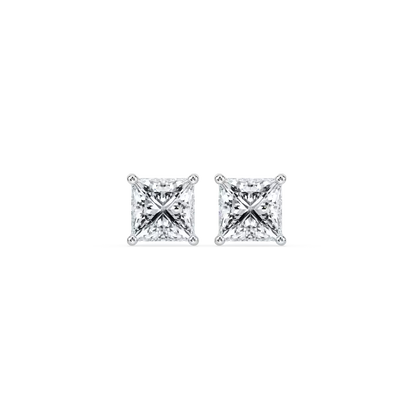 Princess Basket Studs with 1.00ctw Lab-Grown Diamonds in 14K White Gold