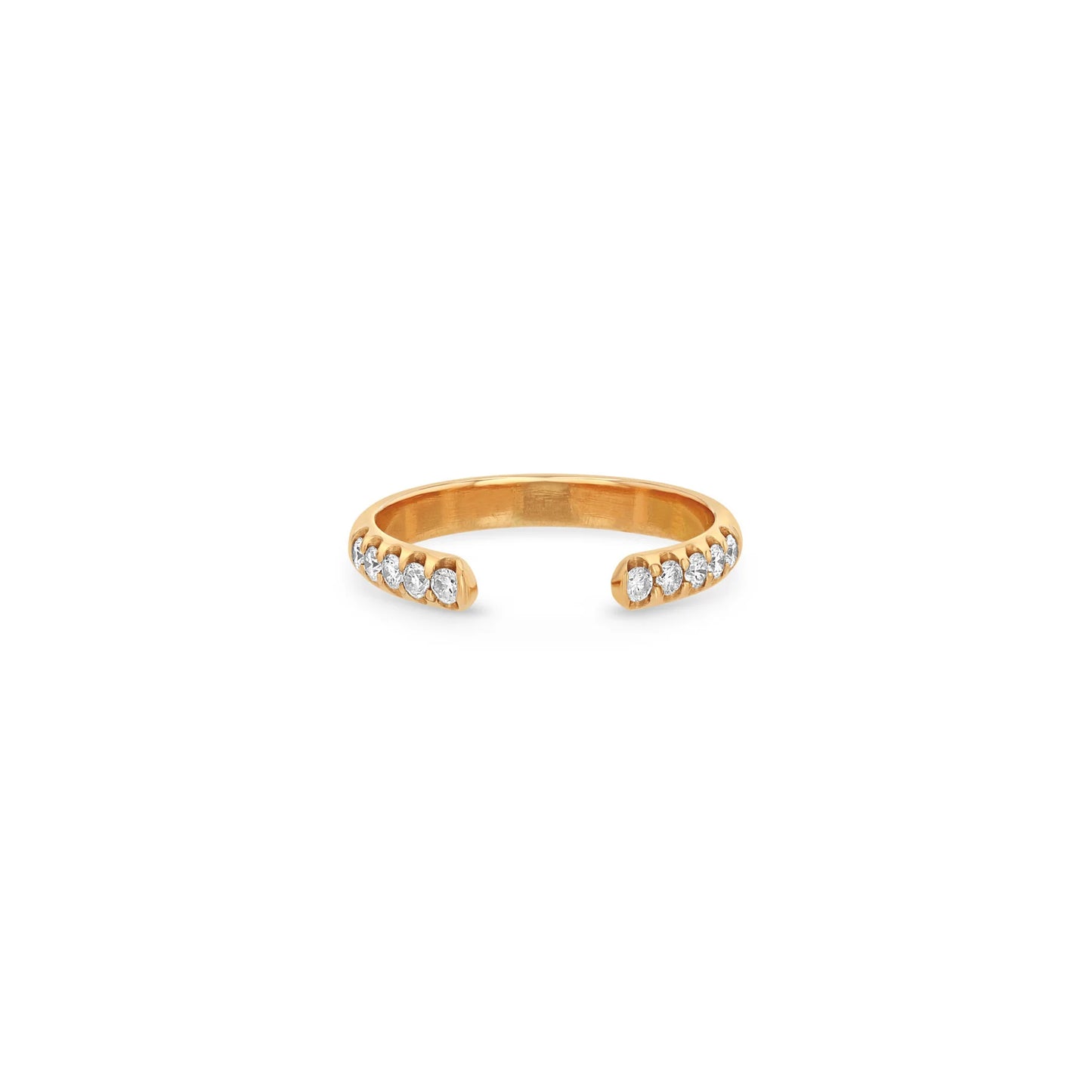 14K OPEN HALF ROUND RING WITH 10 PAVÉ DIAMONDS