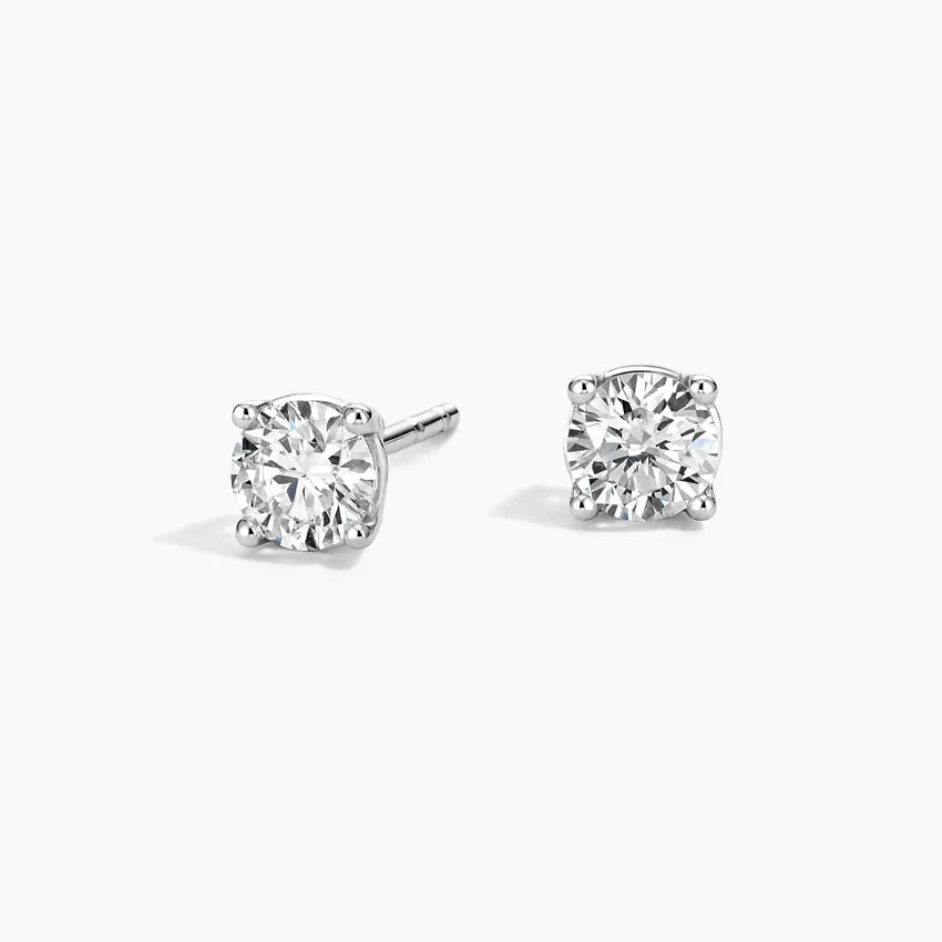 Perfect 4-Prong Lab Diamond Stud Earrings in 18K White Gold