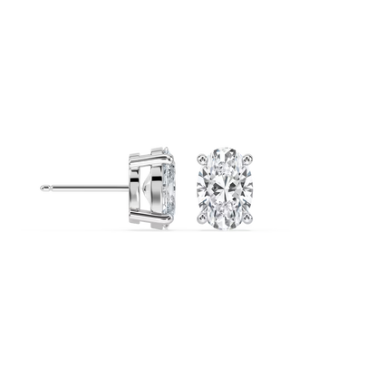 Oval Basket Studs with 1.50ctw Lab-Grown Diamonds in 14K White Gold