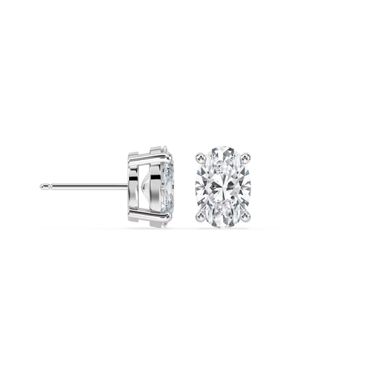 Oval Basket Studs with 1.50ctw Lab-Grown Diamonds in 14K White Gold
