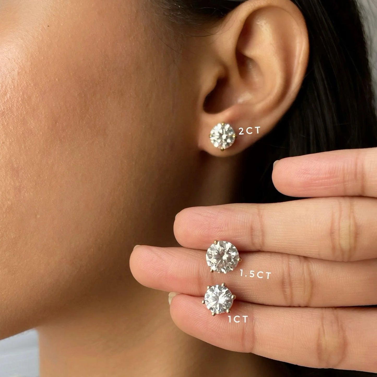 EVE Round Prong Solitaire Studs 18KT Gold