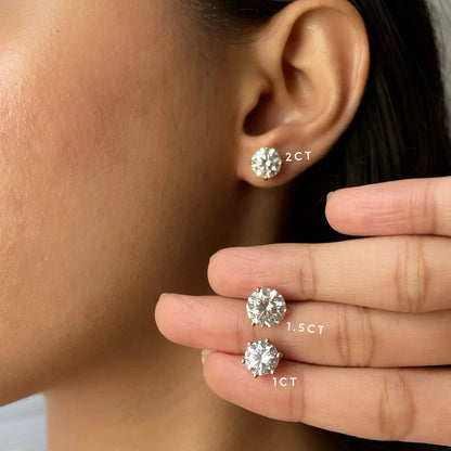 EVE Round Prong Solitaire Studs 18KT Gold