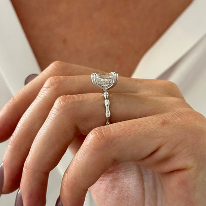 Beverley Elongated Cushion Hidden Halo Engagement Ring