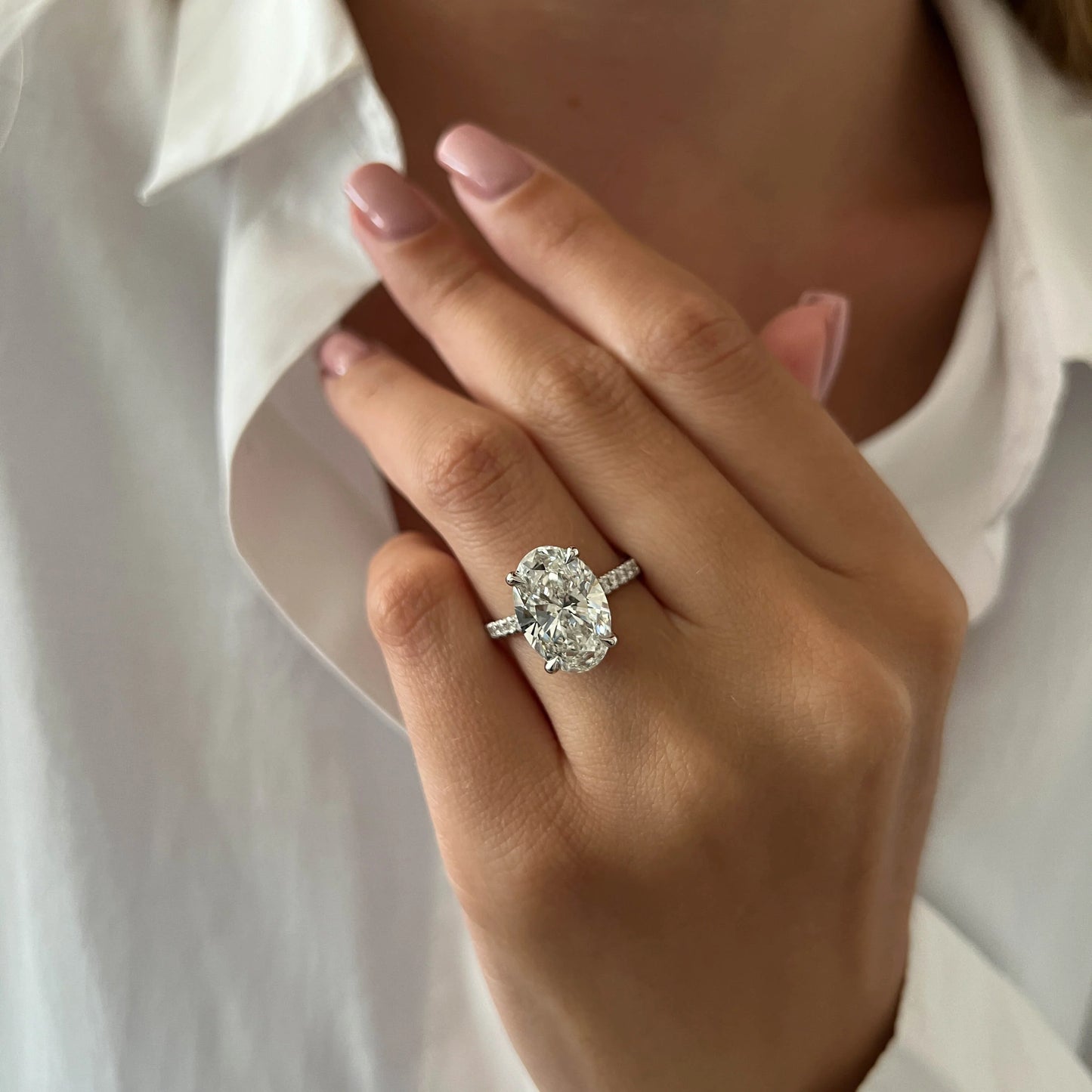 Alina Oval Hidden Halo Engagement Ring