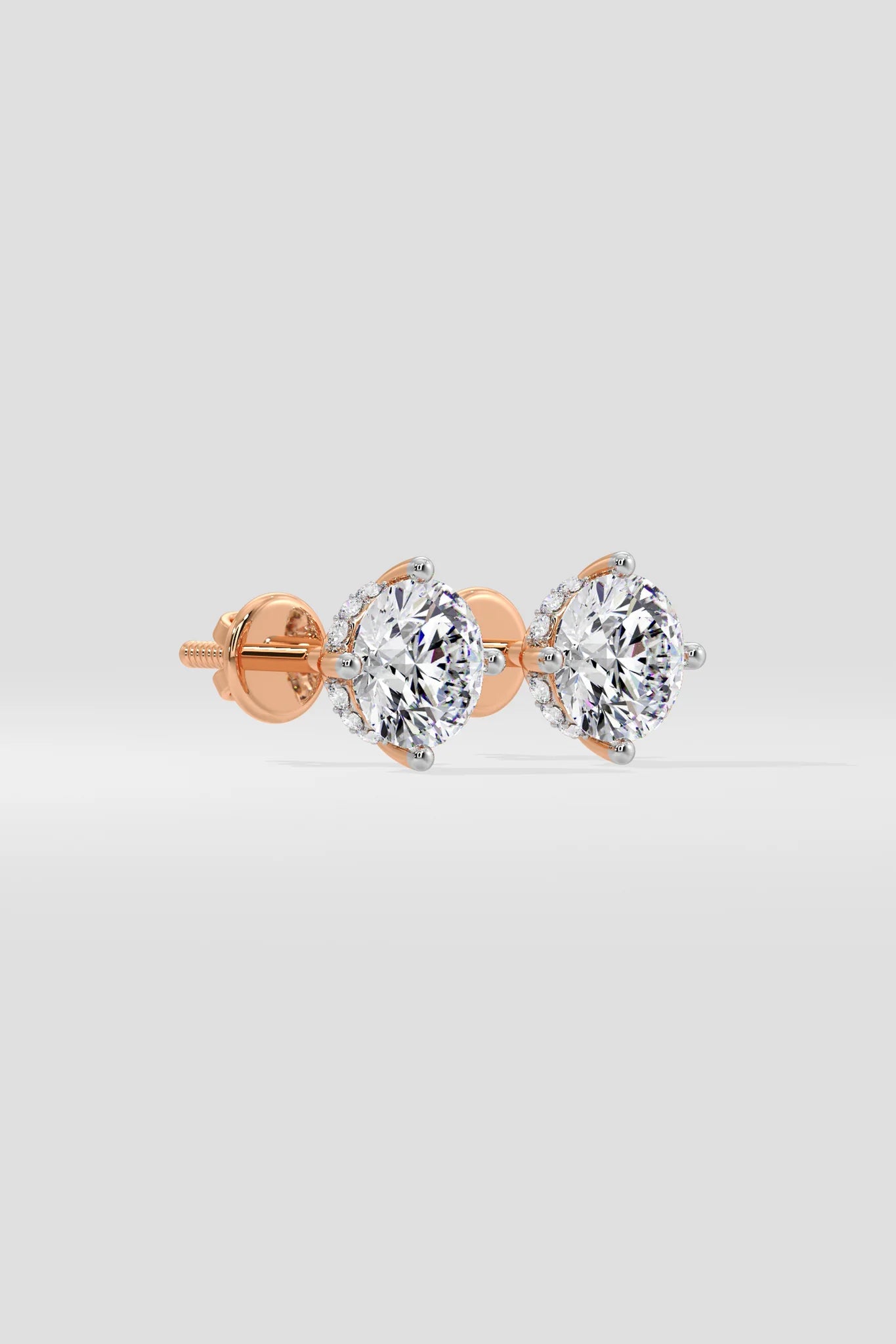 2 ct Invisible Halo Solitaire Studs