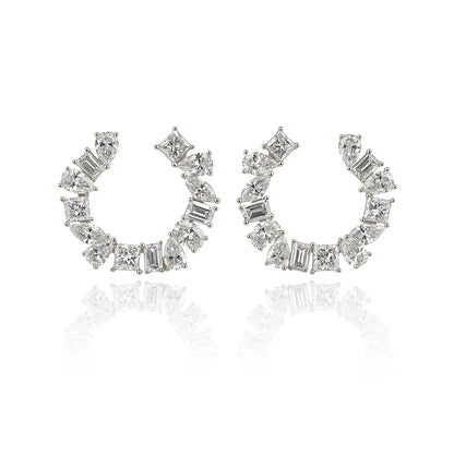 MULTI SHAPE LAB DIAMOND HOOP EARRINGS