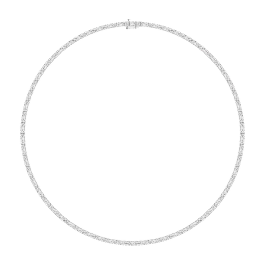 Classic Round and Emerald Cut Tennis Necklace