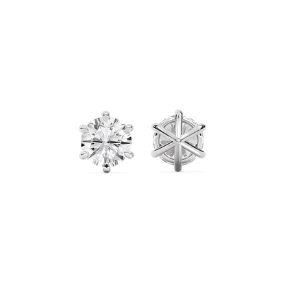 Classic Round Six Prong Diamond Earrings