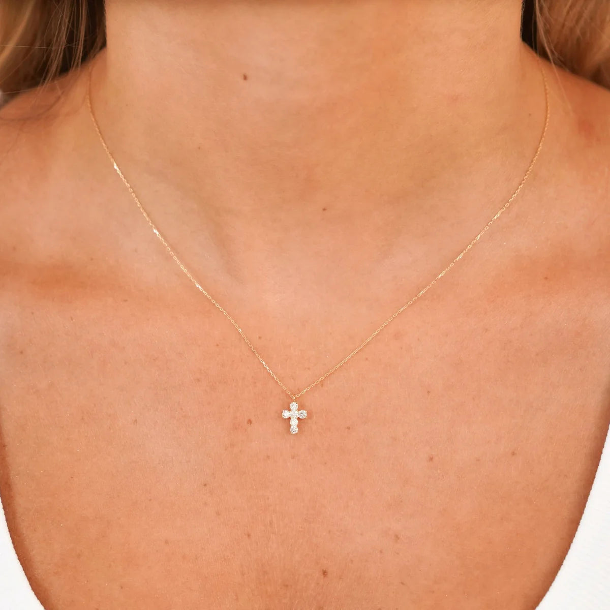 Dainty Diamond Cross Necklace